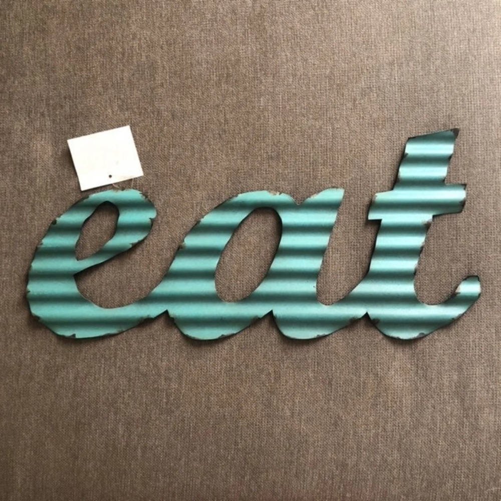 Rustic farmhouse kitchen metal hanging eat sign